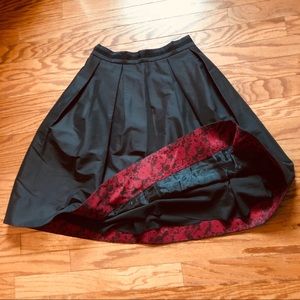 WHBM Full Formal Skirt Red Lace print hem detail